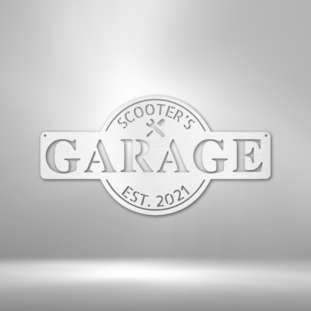 My Easy Monogram Steel Sign White / 12" Garage Monogram - Metal Sign