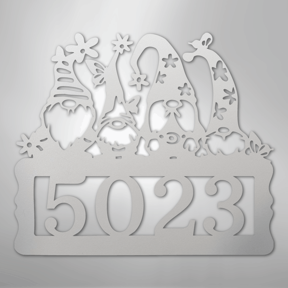 My Easy Monogram Steel Sign White / 12" Gnome Address Sign - Steel Sign