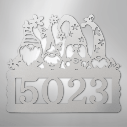 My Easy Monogram Steel Sign White / 12" Gnome Address Sign - Steel Sign