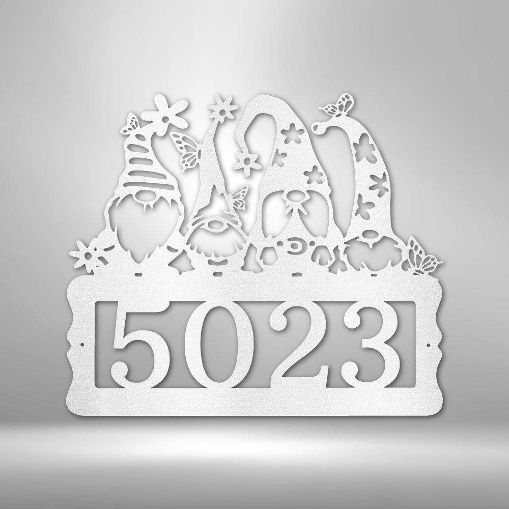 My Easy Monogram Steel Sign White / 12" Gnome Address Sign - Steel Sign