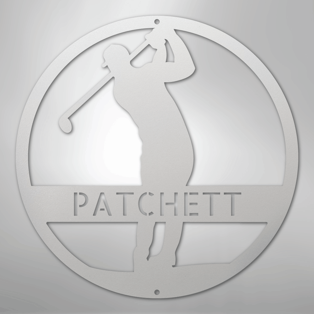 My Easy Monogram Steel Sign White / 12" Golfer Monogram - Steel Sign
