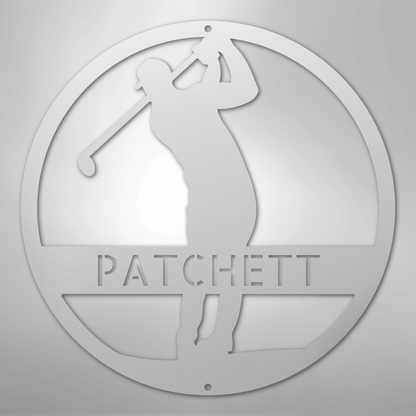 My Easy Monogram Steel Sign White / 12" Golfer Monogram - Steel Sign