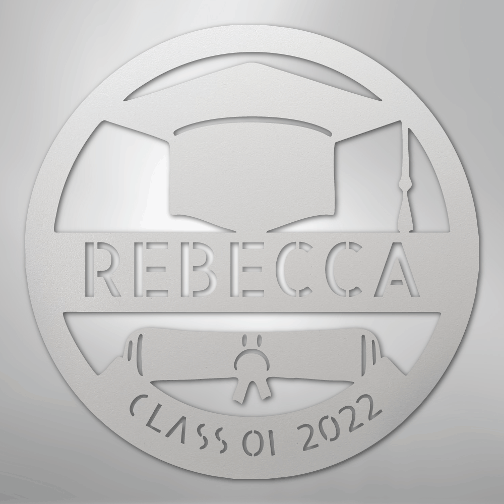 My Easy Monogram Steel Sign White / 12" Grad Cap Monogram - Steel Sign