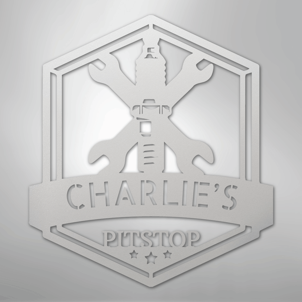 My Easy Monogram Steel Sign White / 12" Grease Time Monogram - Steel Sign