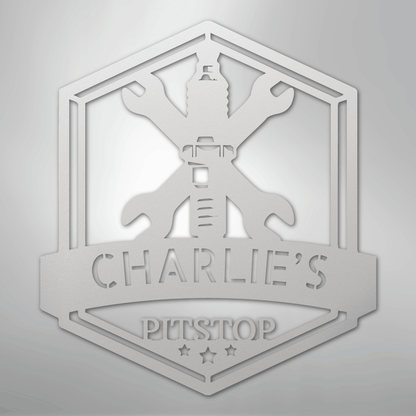 My Easy Monogram Steel Sign White / 12" Grease Time Monogram - Steel Sign
