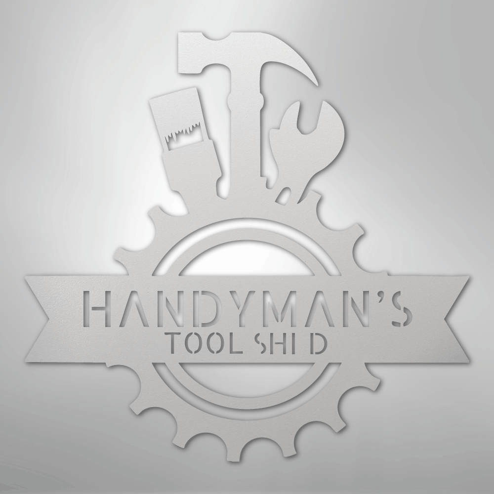 My Easy Monogram Steel Sign White / 12" Handyman Shop Monogram - Steel Sign