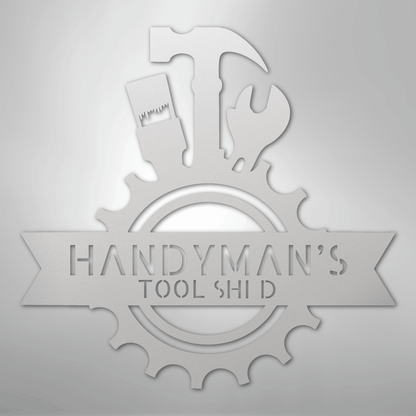 My Easy Monogram Steel Sign White / 12" Handyman Shop Monogram - Steel Sign