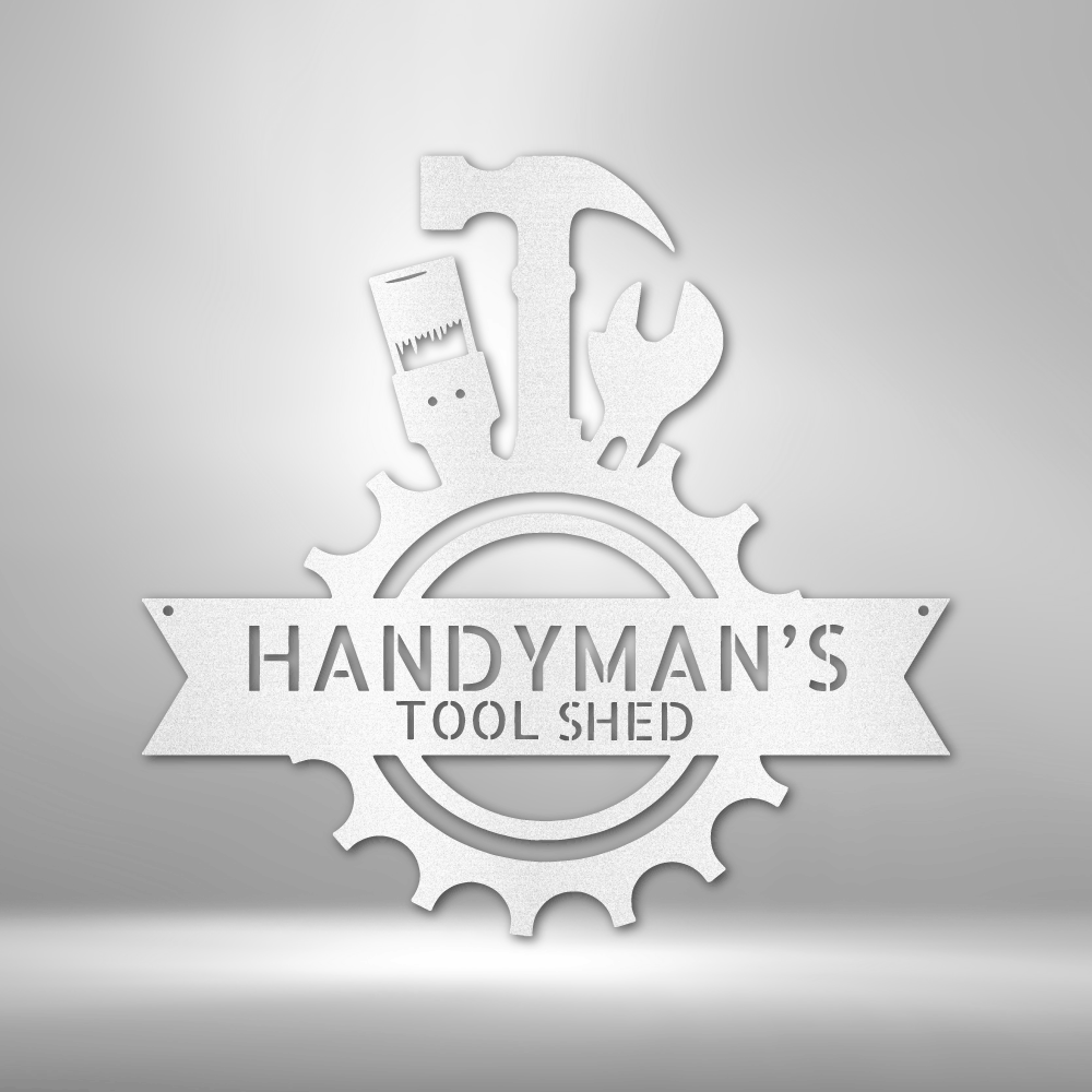 My Easy Monogram Steel Sign White / 12" Handyman Shop Monogram - Steel Sign