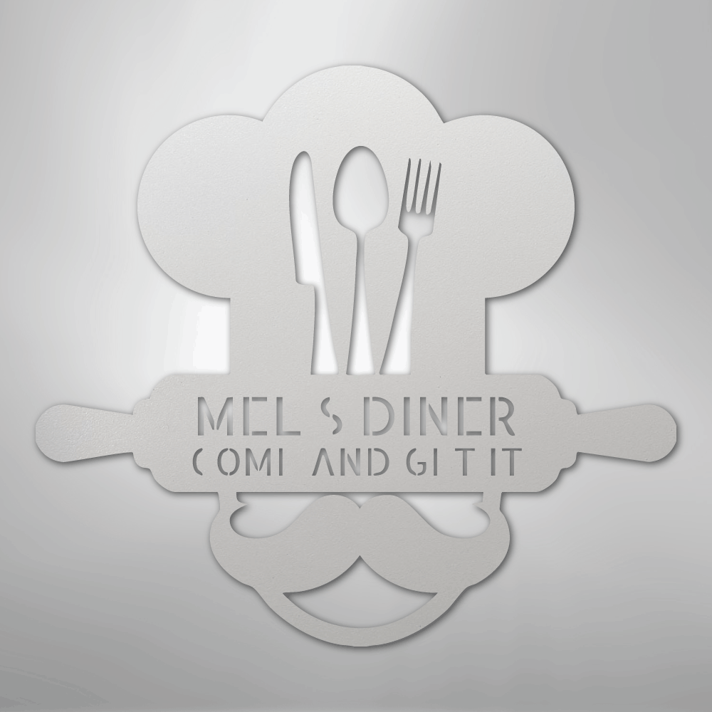 My Easy Monogram Steel Sign White / 12" Home Chef Monogram - Steel Sign