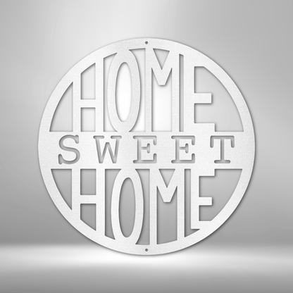 My Easy Monogram Steel Sign White / 12" Home Sweet Home Circle - Steel Sign