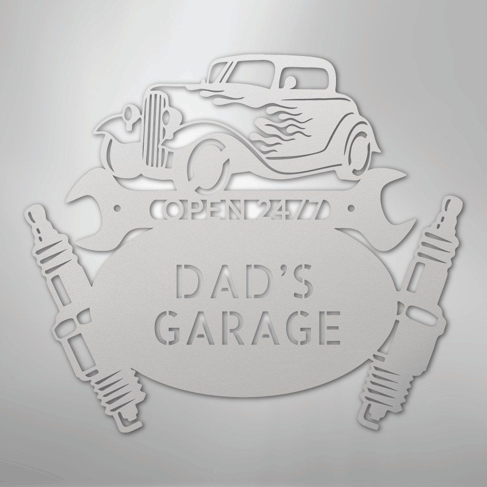 My Easy Monogram Steel Sign White / 12" Hot Rod Mechanic Monogram - Steel Sign