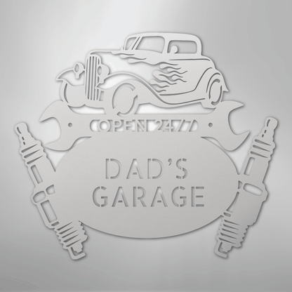 My Easy Monogram Steel Sign White / 12" Hot Rod Mechanic Monogram - Steel Sign
