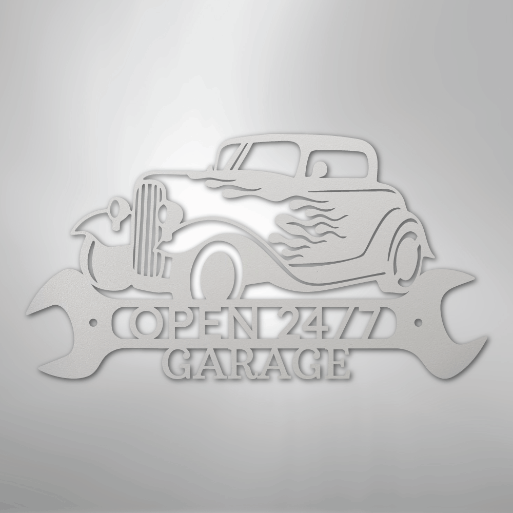 My Easy Monogram Steel Sign White / 12" Hot Rod Shop Monogram - Steel Sign