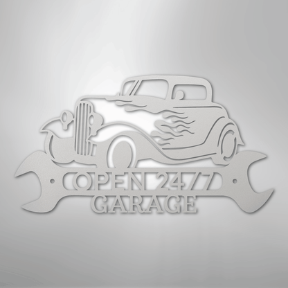 My Easy Monogram Steel Sign White / 12" Hot Rod Shop Monogram - Steel Sign