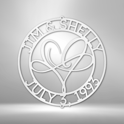 My Easy Monogram Steel Sign White / 12" Infinite Love Monogram - Steel Sign