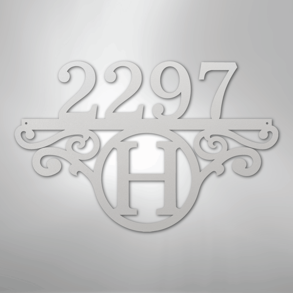 My Easy Monogram Steel Sign White / 12" Initial Address Monogram - Steel Sign