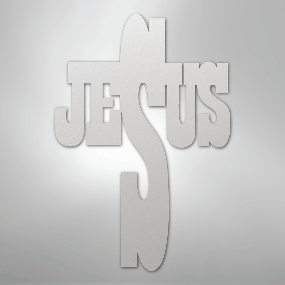 My Easy Monogram Steel Sign White / 12" Jesus Cross - Steel Sign