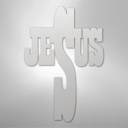 My Easy Monogram Steel Sign White / 12" Jesus Cross - Steel Sign