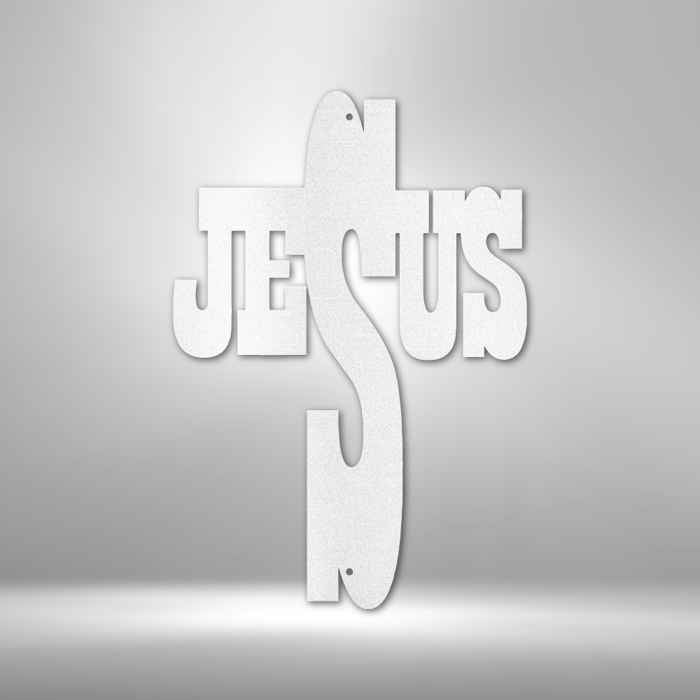 My Easy Monogram Steel Sign White / 12" Jesus Cross - Steel Sign