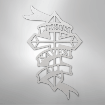 My Easy Monogram Steel Sign White / 12" Jesus Saves All - Steel Sign