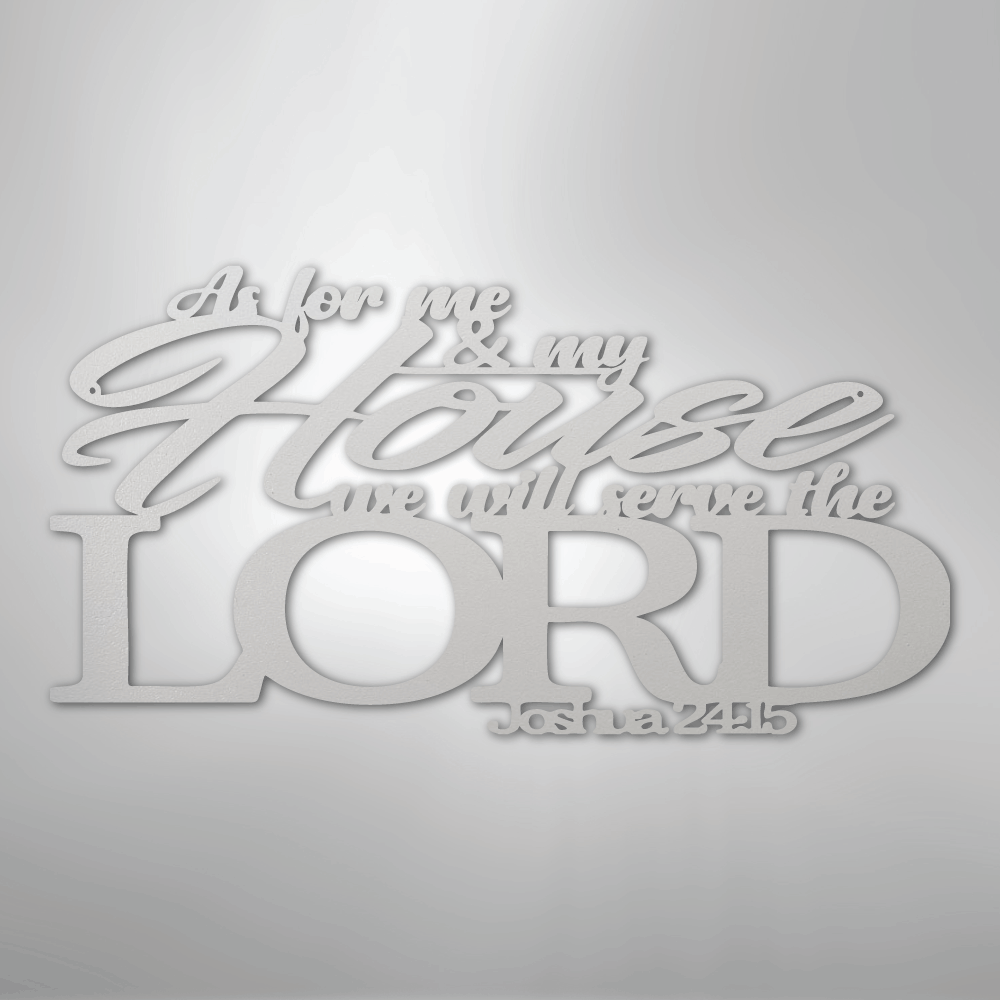 My Easy Monogram Steel Sign White / 12" Joshua 24.15 Quote - Steel Sign