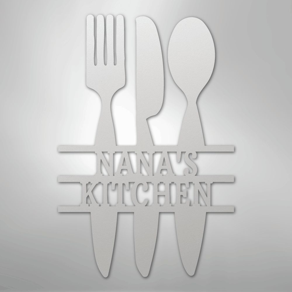 My Easy Monogram Steel Sign White / 12" Kitchen Utensil Monogram - Steel Sign