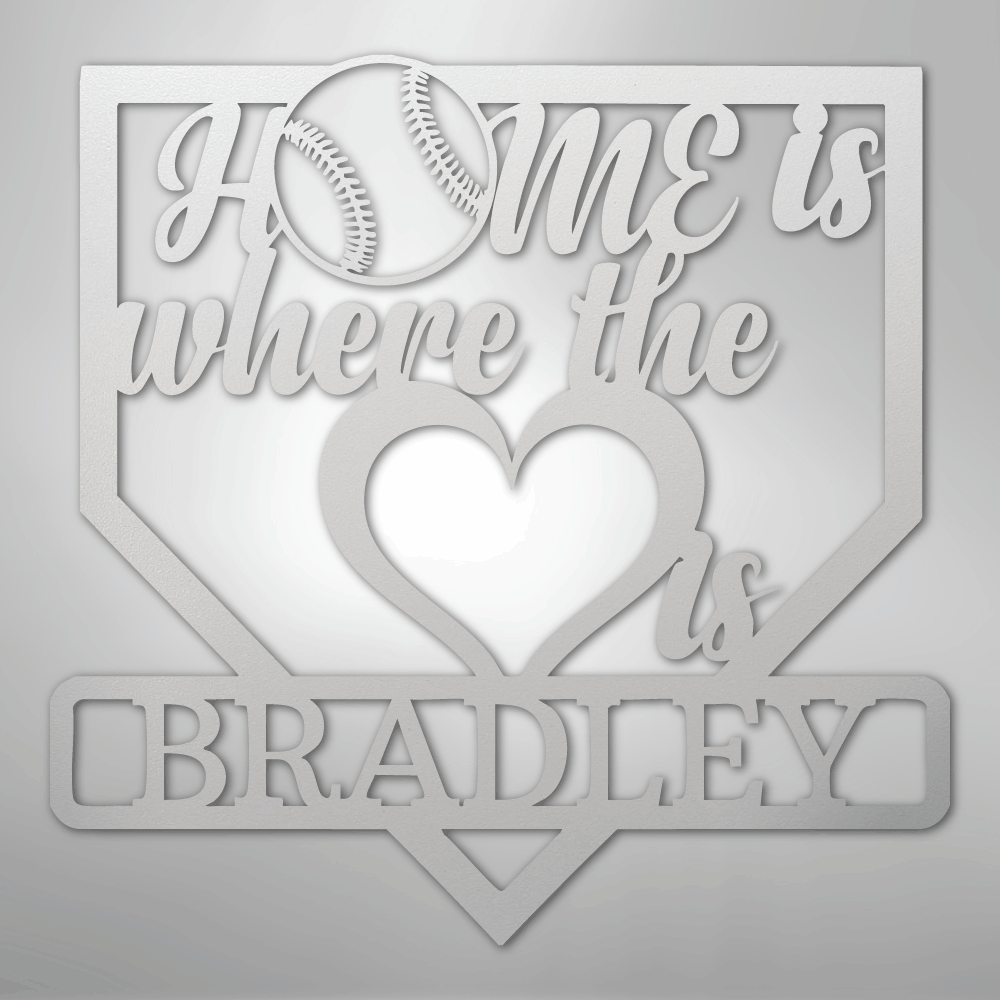 My Easy Monogram Steel Sign White / 12" Love Baseball Monogram - Metal Sign