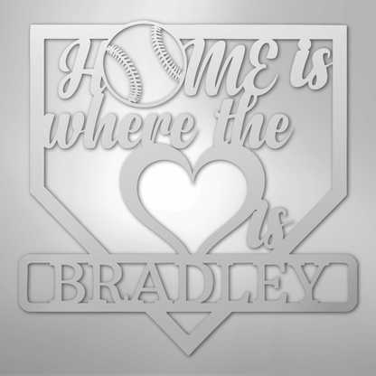 My Easy Monogram Steel Sign White / 12" Love Baseball Monogram - Metal Sign