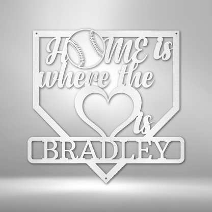 My Easy Monogram Steel Sign White / 12" Love Baseball Monogram - Metal Sign