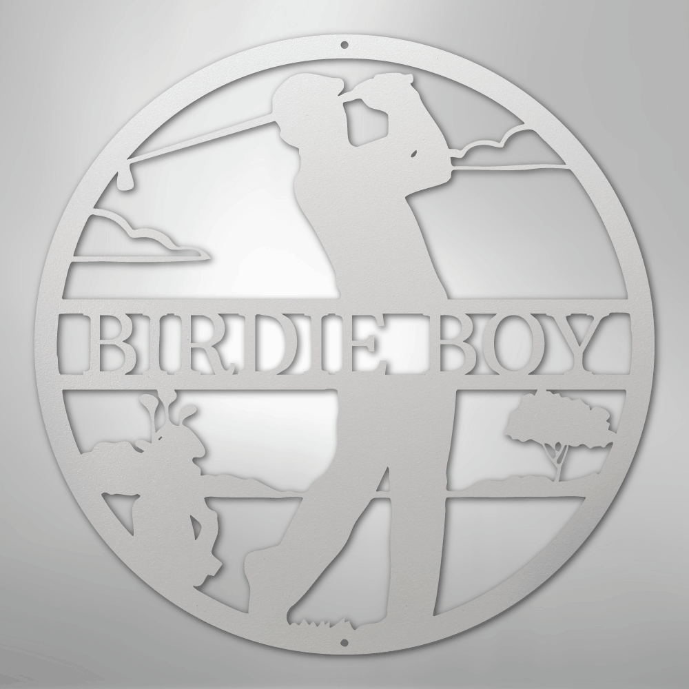 My Easy Monogram Steel Sign White / 12" Male Golfer Monogram - Steel Sign