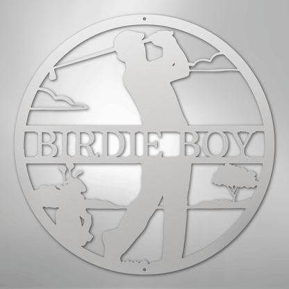 My Easy Monogram Steel Sign White / 12" Male Golfer Monogram - Steel Sign