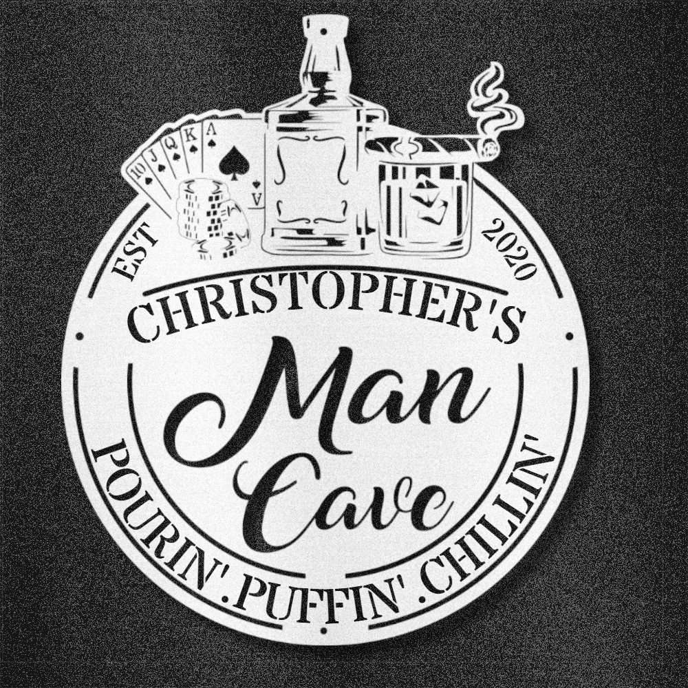 My Easy Monogram Steel Sign White / 12 Man Cave - Steel Sign
