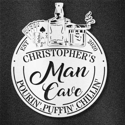My Easy Monogram Steel Sign White / 12 Man Cave - Steel Sign