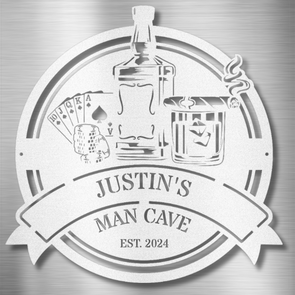 My Easy Monogram Steel Sign White / 12 Man Cave - Steel Sign