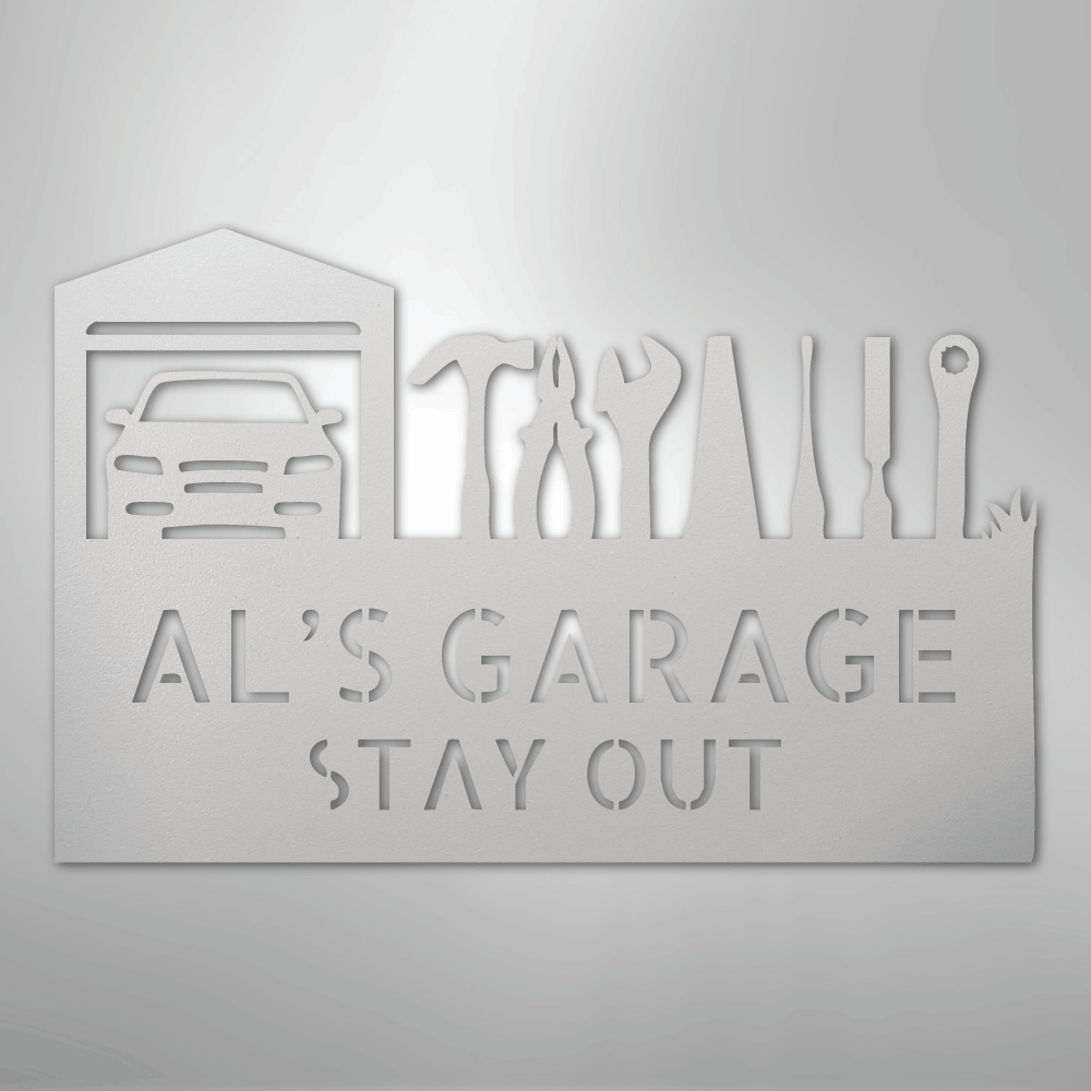 My Easy Monogram Steel Sign White / 12" Master Of The Garage Monogram - Steel Sign