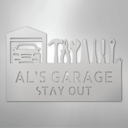 My Easy Monogram Steel Sign White / 12" Master Of The Garage Monogram - Steel Sign