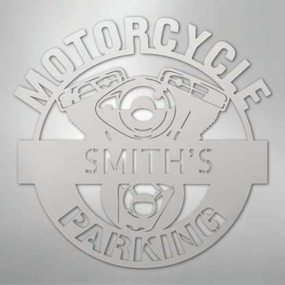 My Easy Monogram Steel Sign White / 12" Motorcycle Parking Monogram - Steel Sign