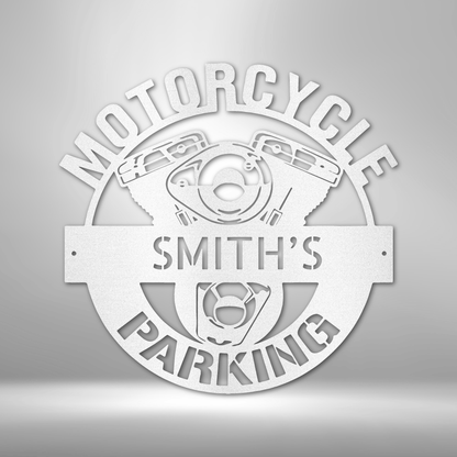 My Easy Monogram Steel Sign White / 12" Motorcycle Parking Monogram - Steel Sign