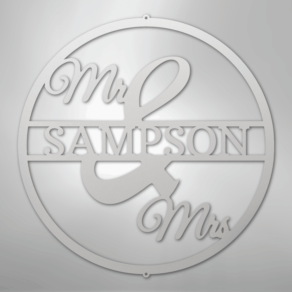 My Easy Monogram Steel Sign White / 12" Mr and Mrs Circle Monogram - Steel Sign