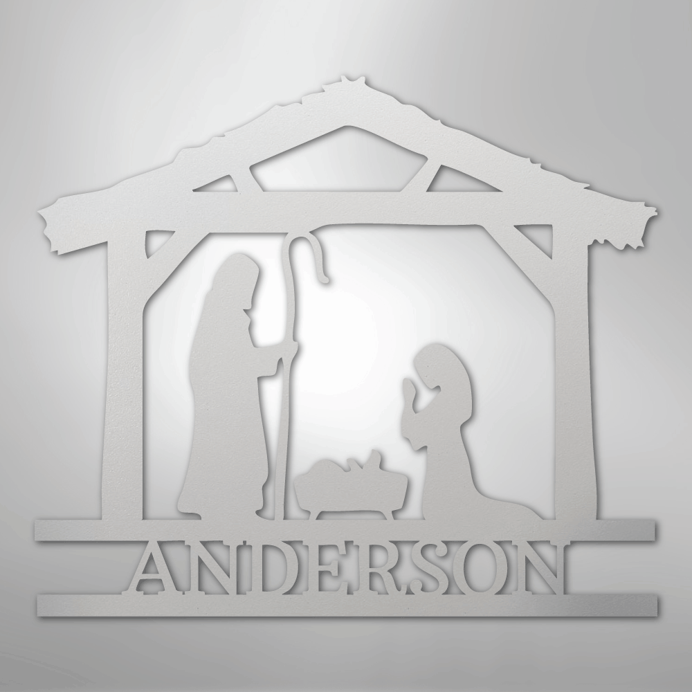 My Easy Monogram Steel Sign White / 12" Nativity Simple Monogram - Steel Sign