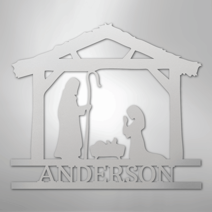 My Easy Monogram Steel Sign White / 12" Nativity Simple Monogram - Steel Sign