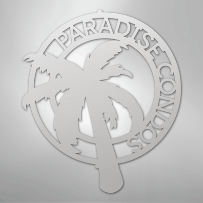 My Easy Monogram Steel Sign White / 12" Palm Tree Monogram - Steel Sign