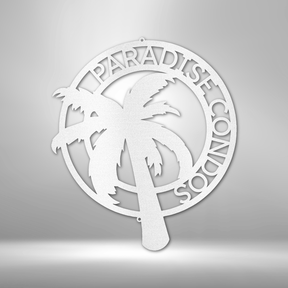 My Easy Monogram Steel Sign White / 12" Palm Tree Monogram - Steel Sign