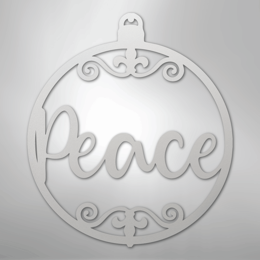 My Easy Monogram Steel Sign White / 12" Peace Ornament - Steel Sign
