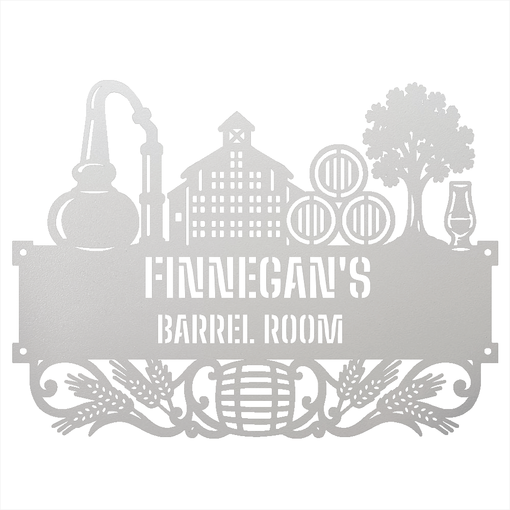 My Easy Monogram Steel Sign White / 12 Personalized Distillery Barrel Room Metal Wall Art