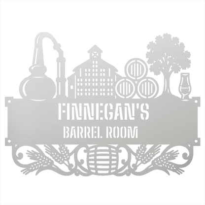 My Easy Monogram Steel Sign White / 12 Personalized Distillery Barrel Room Metal Wall Art