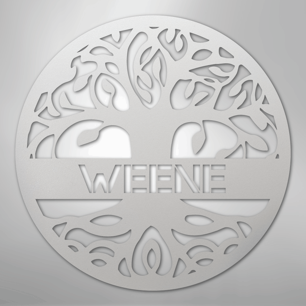My Easy Monogram Steel Sign White / 12" Personalized Tree of Life - Steel Sign