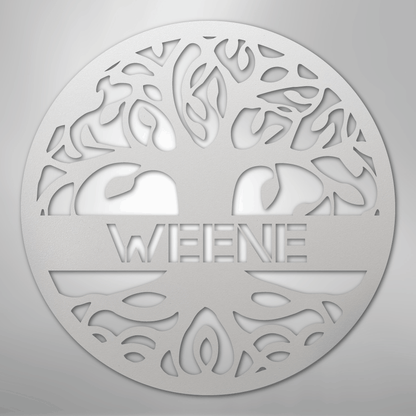 My Easy Monogram Steel Sign White / 12" Personalized Tree of Life - Steel Sign