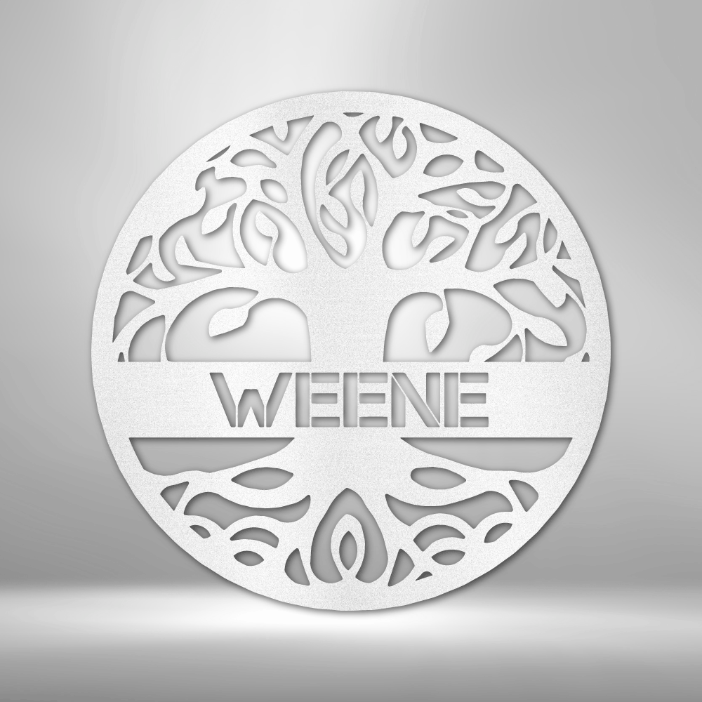 My Easy Monogram Steel Sign White / 12" Personalized Tree of Life - Steel Sign