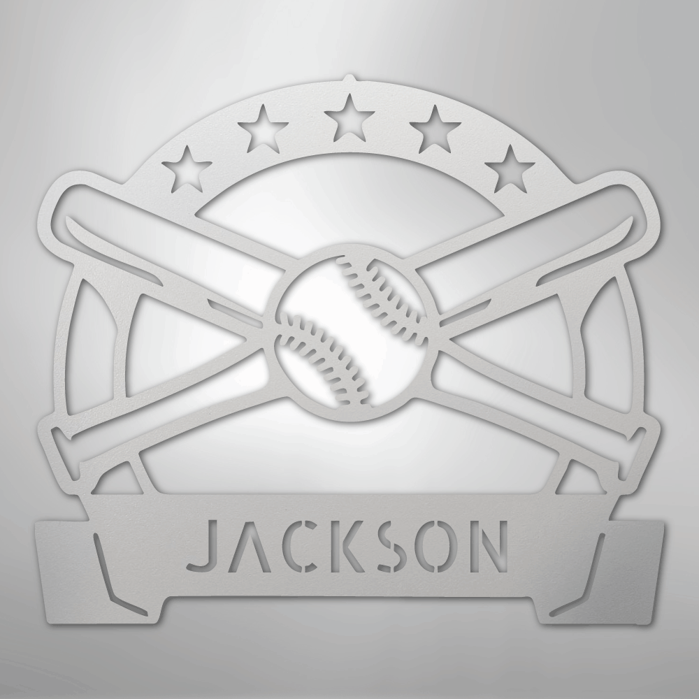 My Easy Monogram Steel Sign White / 12" Play Ball Monogram - Metal Sign